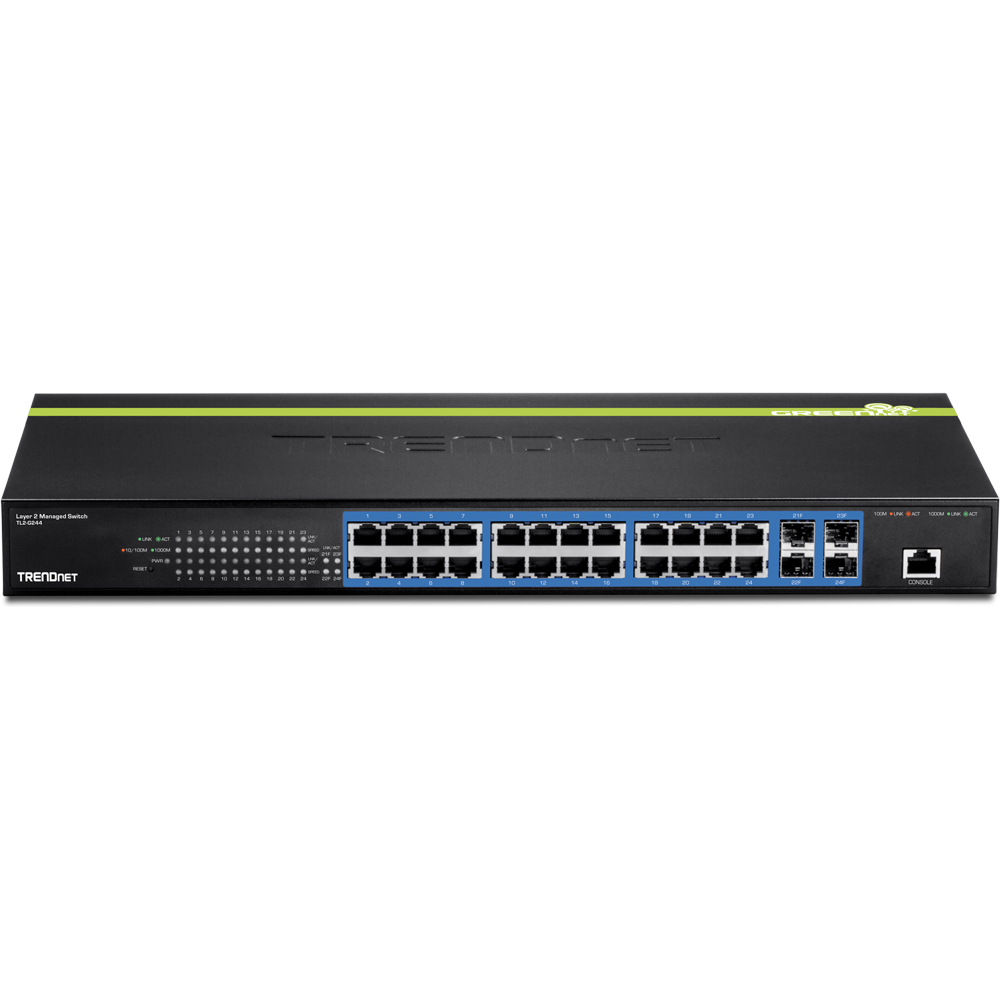 Network Equipments :: Switches :: TRENDnet სვიჩი: 24-Port Gigabit Managed Layer  2 Switch with 4 shared SFP slots