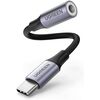 აუდიო ადაპტერი UGREEN USB-C to 3.5mm M/F Cable Aluminum Shell with Braided 10cm (Space Gray) 80154-image | Hk.ge