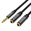 Vention BBTBY 2*3.5mm Male to 4 Pole 3.5mm Female Audio Cable 0.3M Black ABS Type-image | Hk.ge