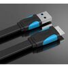 Vention VAS-A12-B200 Flat USB3.0 A Male to Micro B Male Cable 2M Black-image | Hk.ge