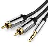 Vention BCFBH 3.5mm Male to 2RCA Male Audio Cable 2M Black Metal Type-image | Hk.ge