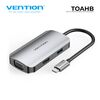 ადაპტერი Vention TOAHB USB-C to HDMI/VGA/USB 3.0/PD Docking Station 0.15M Gray Aluminum Alloy Type TOAHB-image | Hk.ge