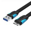 USB კაბელი Vention VAS-A12-B025 Flat USB3.0 A Male to Micro B Male Cable 0.25M Black VAS-A12-B025-image | Hk.ge