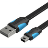 ადაპტერი Vention VAS-A14-B050 Flat USB2.0 A Male to Mini 5 Pin Male Cable 0.5M Black VAS-A14-B050-image | Hk.ge