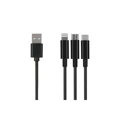 კაბელი Cable 2E USB 3 in 1 Micro/Lightning/Type C, 5V/2.4A, Black,1.2m 2E-CCMTLAB-BL-image | Hk.ge