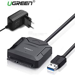 მყარი დისკის წამკითხველი UGREEN CR108 (20611) USB 3.0 to SATA Hard Driver converter cable with 12V 2A power adapter 50CM-image | Hk.ge