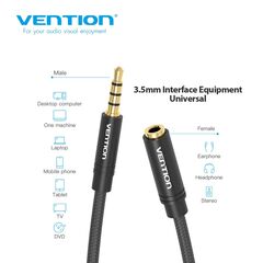 აუდიო კაბელი Vention BHBBG Cotton Braided 3.5mm Audio Extension Cable 1.5M Black Metal Type BHBBG-image | Hk.ge