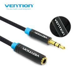 აუდიო კაბელი Vention VAB-B06-B300-M Cotton Braided 3.5mm Audio Extension Cable 3M Black Metal Type VAB-B06-B300-M-image | Hk.ge