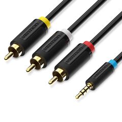 აუდიო კაბელი VENTION BCBBG 3.5mm Male to 3RCA Male AV Cable 1.5M Black BCBBG-image | Hk.ge