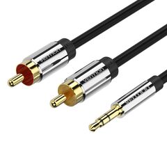 აუდიო კაბელი VENTION BCFBG 3.5mm Male to 2RCA Male Audio Cable 1.5M Black Metal Type 6922794734357-image | Hk.ge
