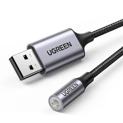 აუდიო ადაპტერი Ugreen CM477 (30757), Audio Adapter, USB to Mini Jack 3.5mm AUX, Gray-image | Hk.ge