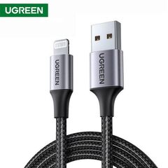 USB კაბელი UGREEN US291 (60157) USB 2.0 A to Apple Lightning Cable Nickel Plating Aluminum Braid 1.5m (Black)-image | Hk.ge