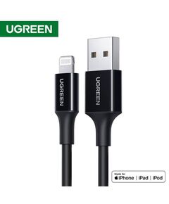 USB კაბელი UGREEN USB-A Male to Lightning Male Cable Nickel Plating ABS Shell 1m (Black) 80822-image | Hk.ge
