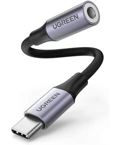 აუდიო ადაპტერი UGREEN USB-C to 3.5mm M/F Cable Aluminum Shell with Braided 10cm (Space Gray) 80154-image | Hk.ge