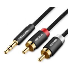 აუდიო კაბელი Vention BCFBI 3.5mm Male to 2RCA Male Audio Cable 3M Black Metal Type BCFBI-image | Hk.ge