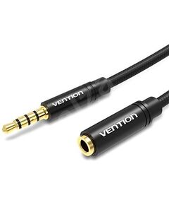 აუდიო კაბელი Vention BHBBI Cotton Braided 3.5mm Audio Extension Cable 3M Black Metal Type BHBBI-image | Hk.ge