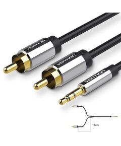 აუდიო კაბელი Vention BCFBD 3.5mm Male to 2RCA Male Audio Cable 0.5M Black Metal Type BCFBD-image | Hk.ge
