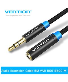 აუდიო კაბელი Vention VAB-B06-B500-M Cotton Braided 3.5mm Audio Extension Cable 5M Black Metal Type VAB-B06-B500-M-image | Hk.ge