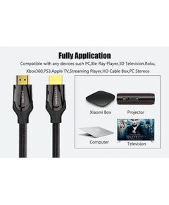 HDMI/Dport კაბელი Vention VAA-B05-B150 Nylon Braided HDMI Cable 1.5M Black Metal Type VAA-B05-B150-image | Hk.ge