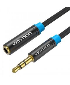 აუდიო კაბელი Vention VAB-B06-B100-M Cotton Braided 3.5mm Audio Extension Cable 1M Black Metal Type VAB-B06-B100-M-image | Hk.ge