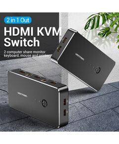 Vention AFRB0 2 in 1 Out HDMI KVM Switch Black Metal Type-image | Hk.ge