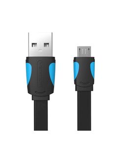 USB კაბელი Vention VAS-A08-B100 Flat USB 2.0 A male to micro B male Data Transfer Cable VAS-A08-B100-image | Hk.ge