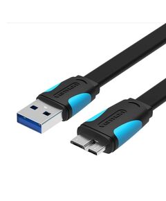 USB კაბელი Vention VAS-A12-B050 Flat USB3.0 A Male to Micro B Male Cable 0.5M Black VAS-A12-B050-image | Hk.ge