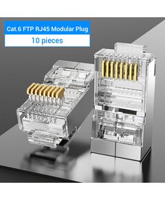 RJ45 ჯეკები VENTION IDCR0-10 Cat.6 FTP RJ45 Modular Plug Transparent 10 Pack 6922794744196-image | Hk.ge