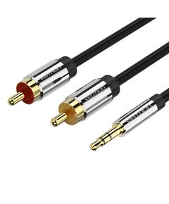 აუდიო კაბელი VENTION BCFBF 3.5mm Male to 2RCA Male Audio Cable 1M Black Metal Type BCFBF-image | Hk.ge