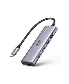 USB-C ჰაბი UGREEN CM511 (60384), 5-in-1 Adapter, USB-C Hub to 3xUSB3.0, HDMI, TF/SD, Gray-image | Hk.ge