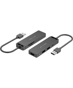 ISB ჰაბი: VENTION CHUBB USB 2.0 to USB 2.0*3/TF/SD/Micro-B HUB 0.15M Black ABS Type-image | Hk.ge