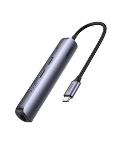 USB-C ჰაბი UGREEN CM418 (10919) 5-in-1 Ultra Slim Hub, 2xUSB 3.0, HDMI, RJ45, PD, Gray-image | Hk.ge