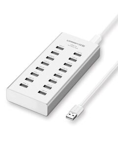 USB ჰაბი UGREEN 20298, 16 Port USB 2.0 Hub With 1m Cable, White-image | Hk.ge