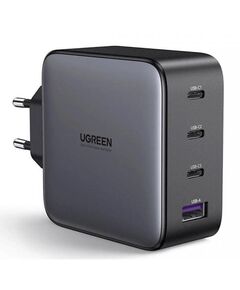 USB-C დამტენი UGREEN CD226 (40747) GaN Fast Charger, 3xUSB-C, USB-A, 100W, Black-image | Hk.ge