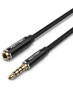 აუდიო კაბელი VENTION BHCBI Cotton Braided TRRS 3.5mm Male to 3.5mm Female Audio Extension Cable 3M Black Aluminum Alloy Type-image | Hk.ge