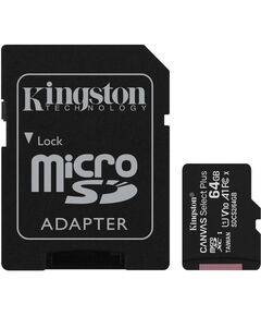 SD ბარათი Kingston 64GB microSDXC C10 UHS-I U1 A1 R100MB/s Canvas Select Plus SDCS2/64GB-image | Hk.ge
