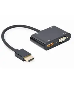 ადაპტერი: Gembird A-HDMIM-HDMIFVGAF-01 HDMI to HDMI + VGA + Audio Adapter Cable 15cm Black-image | Hk.ge
