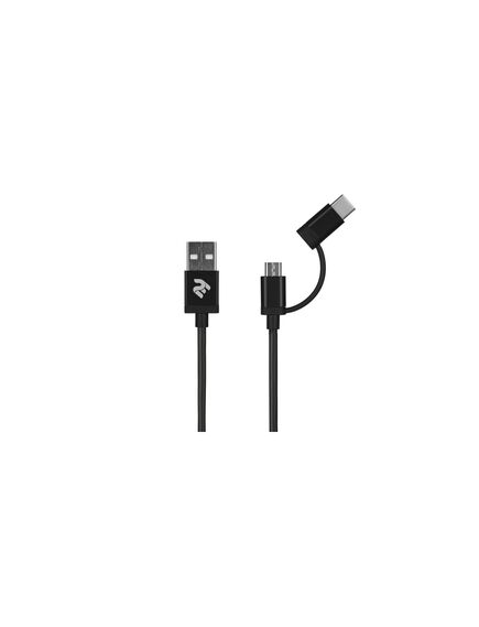 კაბელი Cable 2E USB to Micro + Type C, 5V/2.4A, Black,1m 2E-CCMTAB-BL-image | Hk.ge