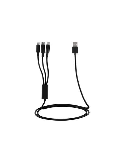კაბელი Cable 2E USB 3 in 1 Micro/Lightning/Type C, 5V/2.4A, Black,1.2m 2E-CCMTLAB-BL-image2 | Hk.ge