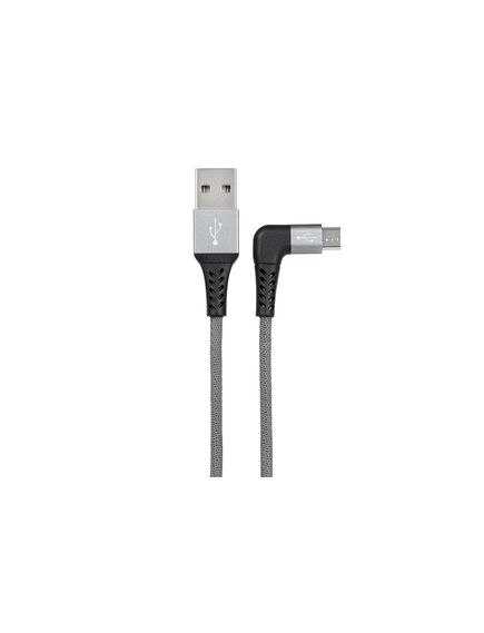 კაბელი Cable 2E USB 2.0 to Micro USB right angle Round fabric, 1m 2E-CCMTR-1MGR-image | Hk.ge