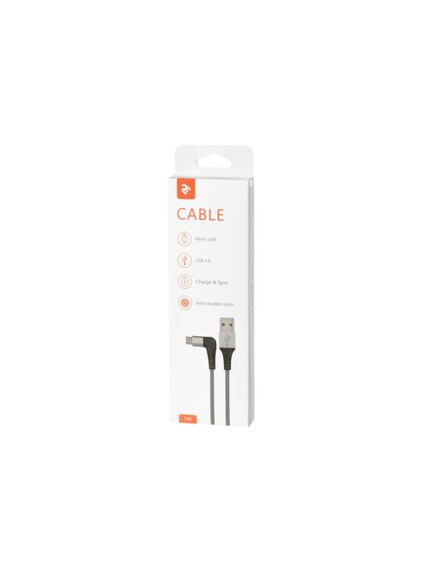 კაბელი Cable 2E USB 2.0 to Micro USB right angle Round fabric, 1m 2E-CCMTR-1MGR-image2 | Hk.ge