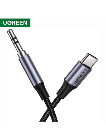 აუდიო კაბელი UGREEN AV143 (30633) Round Type-C to Aux USB-C Audio Cable 3.5mm Aluminum Shell 1m (Deep Gray)-image | Hk.ge