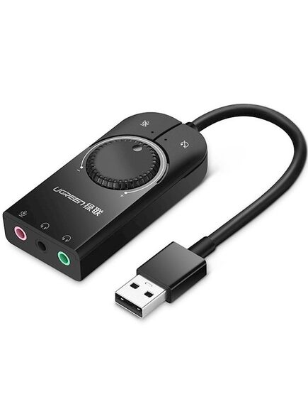 ხმის ბარათი UGREEN CM129 (40964) USB External Stereo Sound, card 3,5 mm mini jack with volume control Adapter 15cm (Black)-image3 | Hk.ge