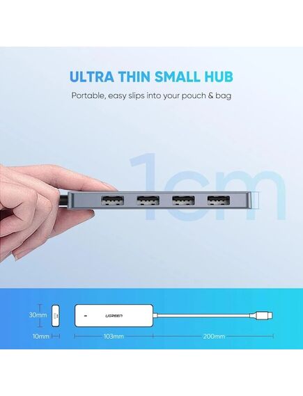 USB ჰაბი UGREEN (70336) 4-Port USB3.0 Hub with Micro USB Power Supply-image2 | Hk.ge