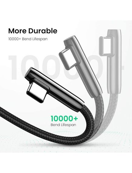 USB კაბელი UGREEN US313 (70415) USB 2.0-A to Angled USB-C Cable Zinc Alloy Shell with Braided 2m (Black)-image2 | Hk.ge