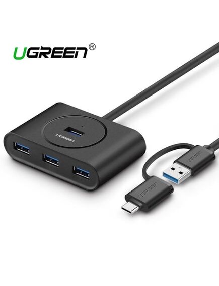 USB ჰაბი UGREEN 40850 4 Ports USB Hub 3.0 With Type-C USB 3.1 OTG Adapter Converter-image | Hk.ge