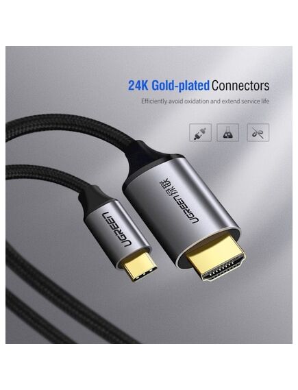 HDMI კაბელი Ugreen MM142 (50570) USB C HDMI Cable Type C to HDMI 1.5M Thunderbolt 3 for MacBook Samsung Galaxy S9 / S8 Huawei Mate 10 Pro P20 USB-C HDMI Adapter Type C to HDMI Cable 1.5M-image2 | Hk.ge