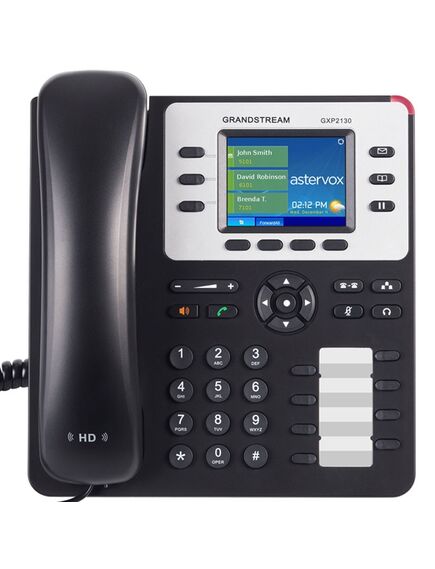 Grandstream GXP2130 3-line Enterprise HD IP Phone Bluetooth 320x240 TFT color LCD dual GigE ports with 802.3af PoE (with power supply)-image | Hk.ge