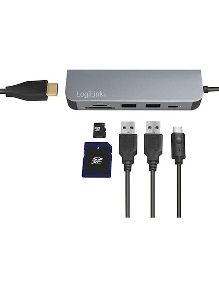 ადაპტერი Logilink UA0343 USB-C Multifunc. Hub, USB 3.2 Gen1x1, HDMI, PD, Cardreader 102200-image2 | Hk.ge