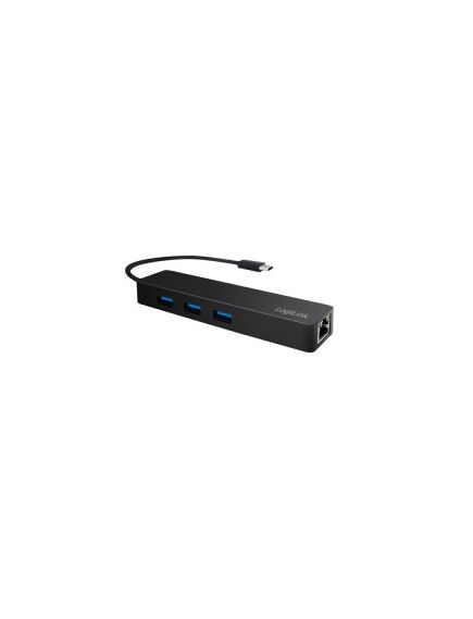 USB ჰაბი: Logilink UA0313 USB 3.1 Type-C 3-port Hub w Gigabit LAN alu black 98862-image | Hk.ge